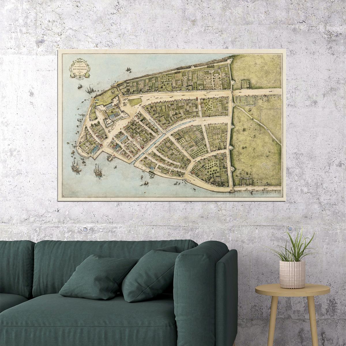 1660s New York City Castello Plan Lower Manhattan Map Poster Wall Art Print Home Wall Decor