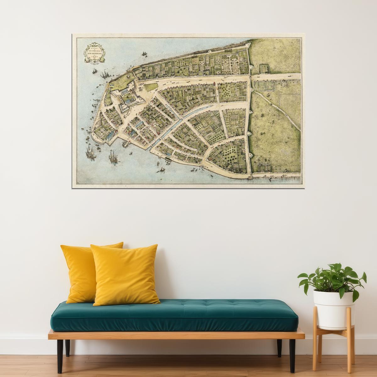 1660s New York City Castello Plan Lower Manhattan Map Poster Wall Art Print Home Wall Decor