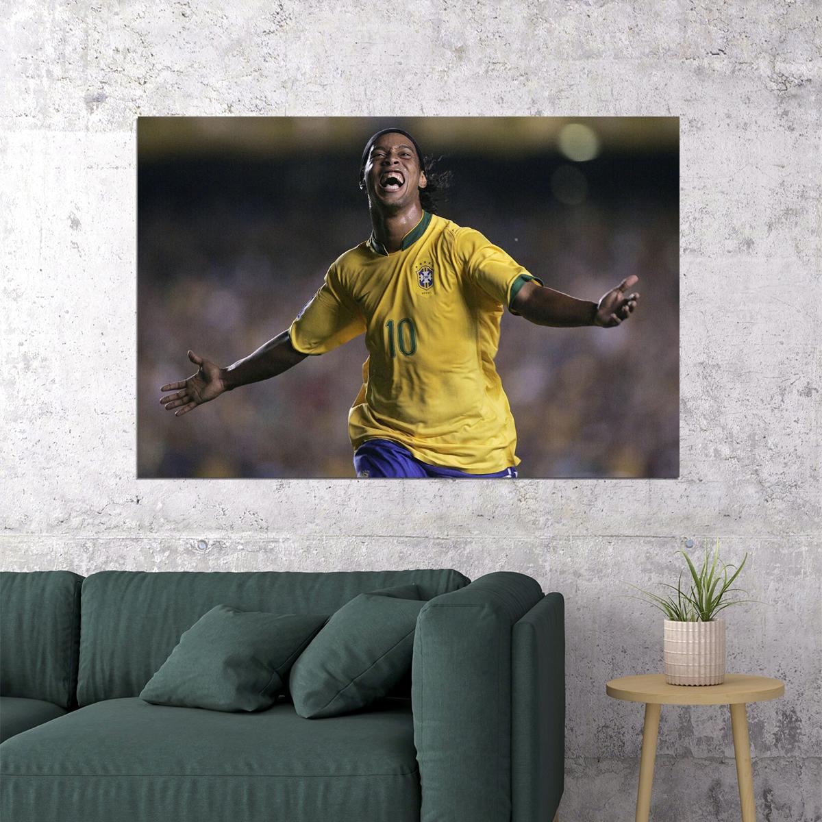 Brazilian Former Football Player Ronaldinho Poster Wall Art Print Home Wall Decor