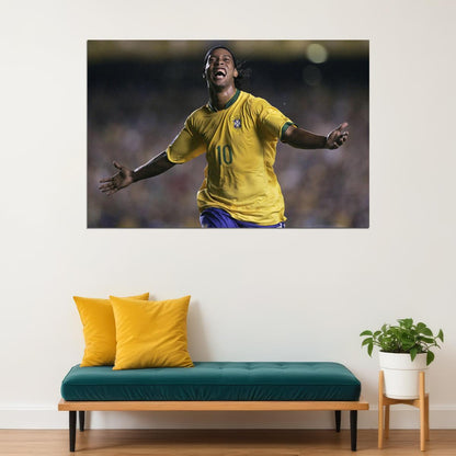 Brazilian Former Football Player Ronaldinho Poster Wall Art Print Home Wall Decor