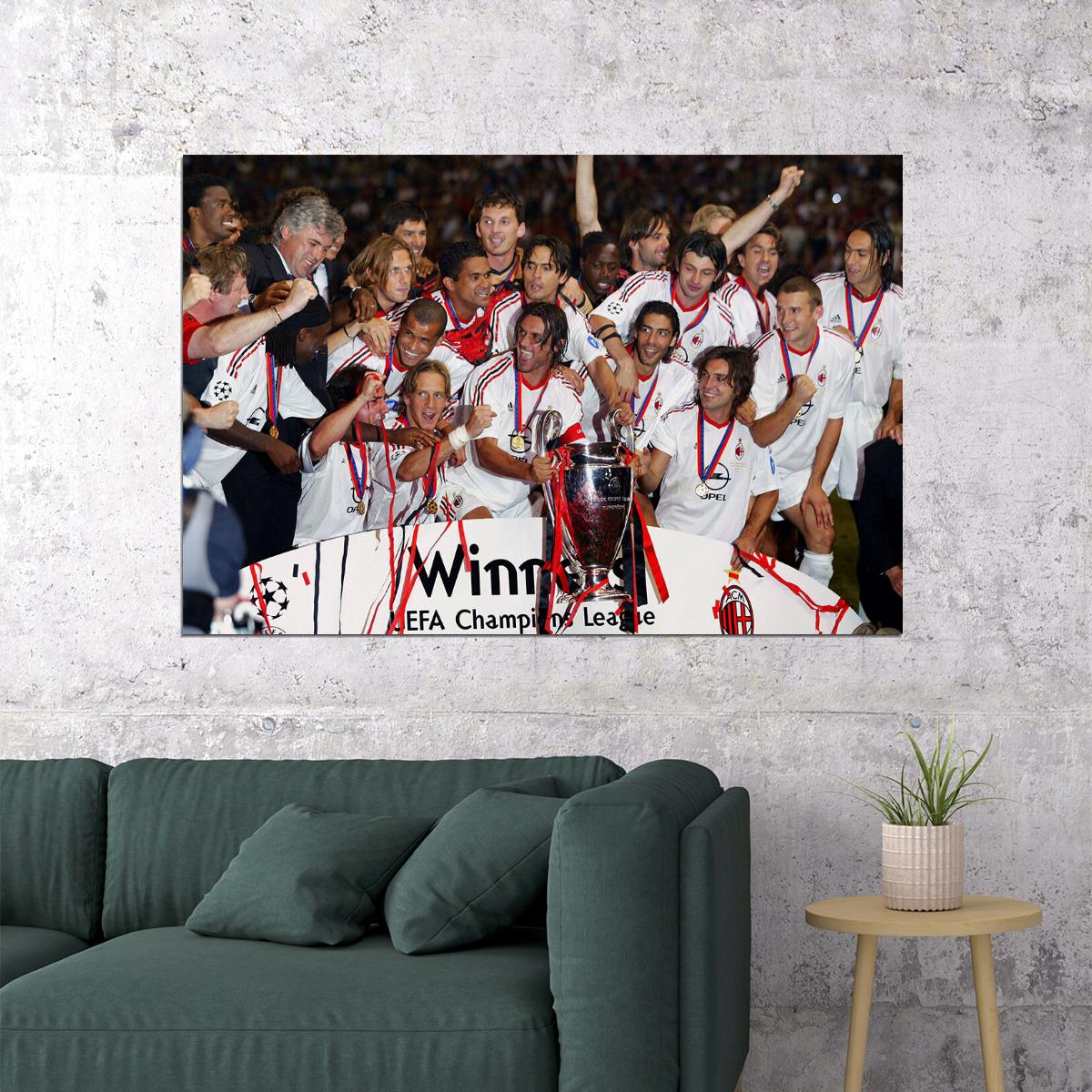 2003 Champions League Winners Soccer Ac Milan Poster Wall Art Print Home Wall Decor