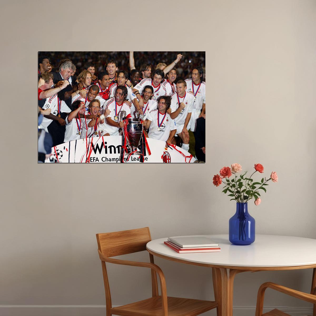 2003 Champions League Winners Soccer Ac Milan Poster Wall Art Print Home Wall Decor