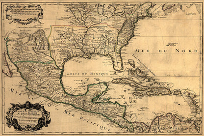 1700s New World Spanish Colonies Old Map Poster Wall Art Print Home Wall Decor