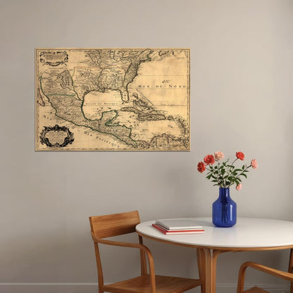 1700s New World Spanish Colonies Old Map Poster Wall Art Print Home Wall Decor