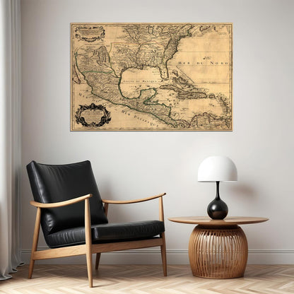 1700s New World Spanish Colonies Old Map Poster Wall Art Print Home Wall Decor