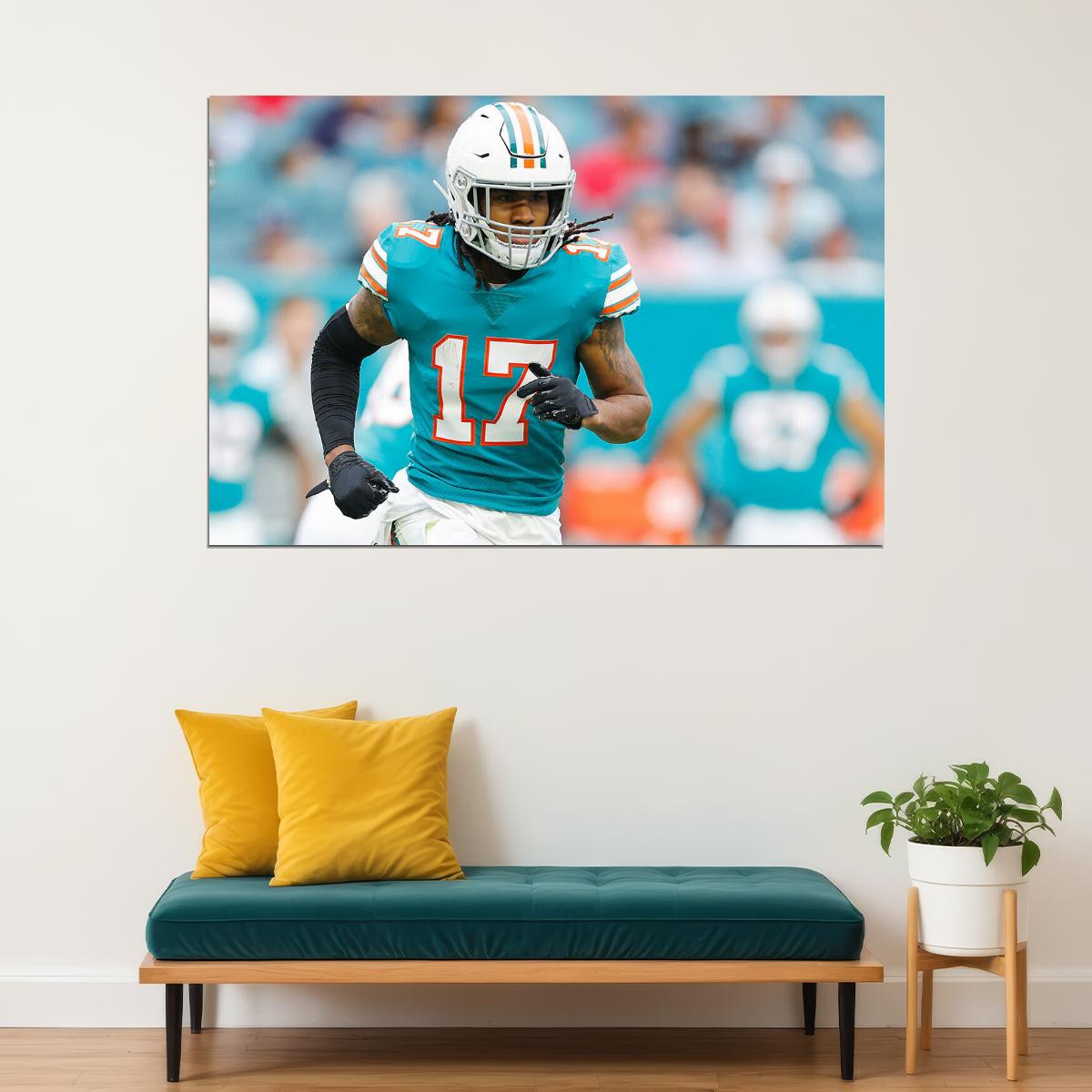 Jaylen Waddle Miami Dolphins American Football Player Poster Wall Art Print Home Wall Decor