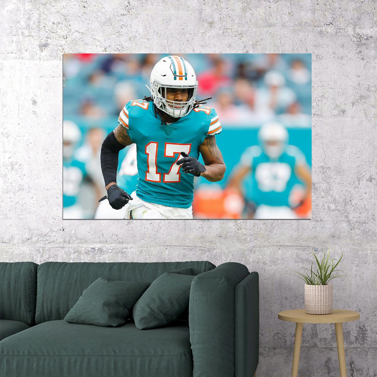 Jaylen Waddle Miami Dolphins American Football Player Poster Wall Art Print Home Wall Decor