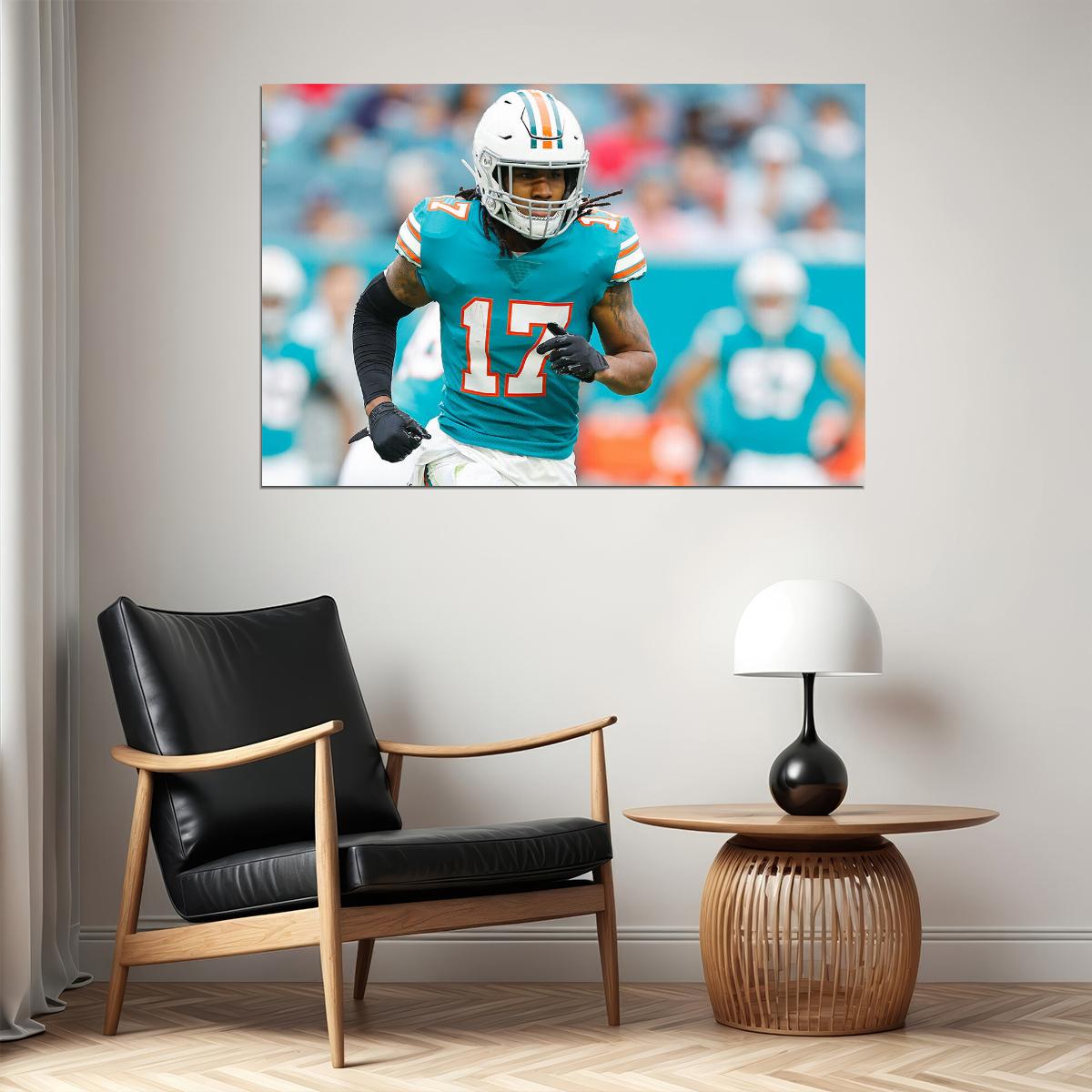 Jaylen Waddle Miami Dolphins American Football Player Poster Wall Art Print Home Wall Decor