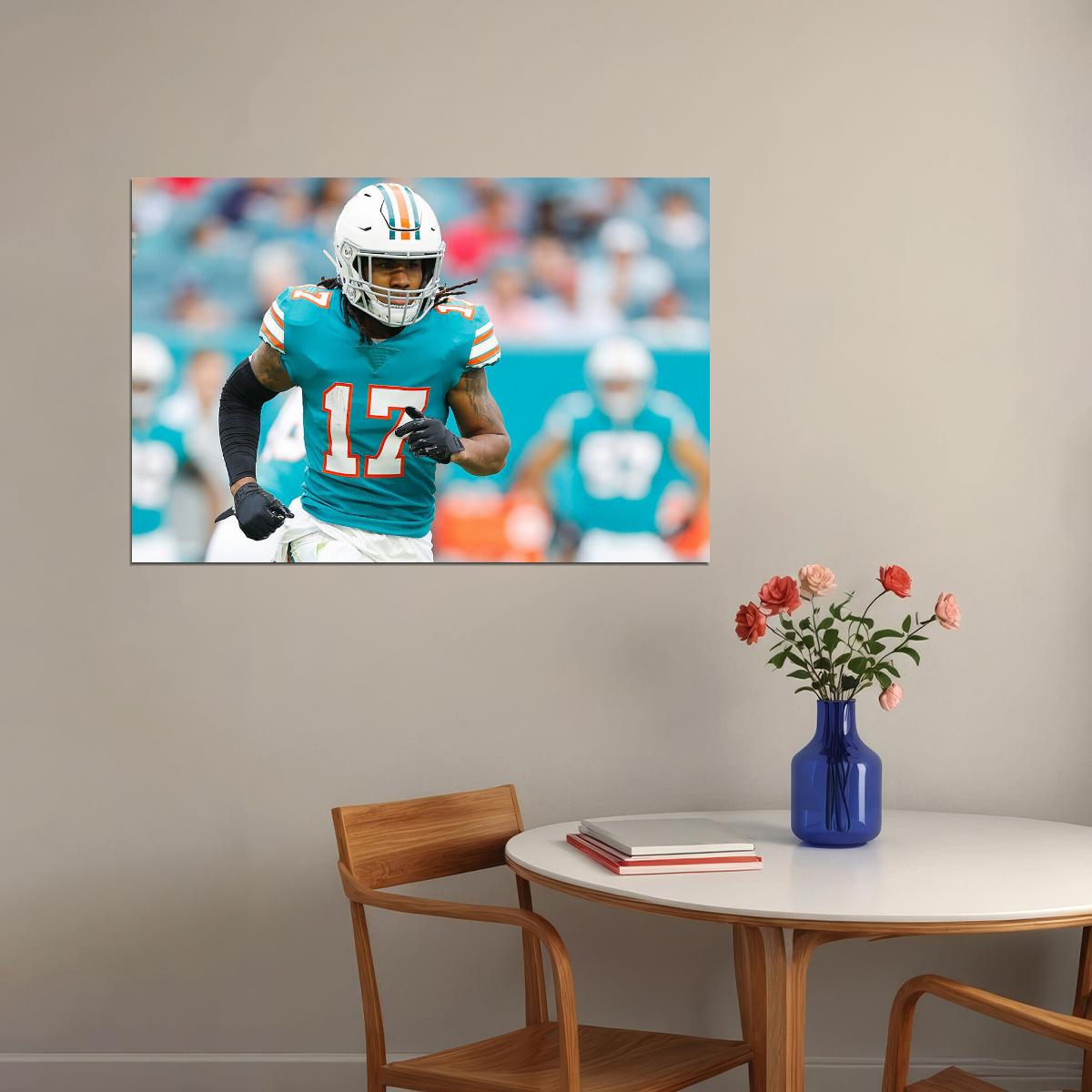 Jaylen Waddle Miami Dolphins American Football Player Poster Wall Art Print Home Wall Decor