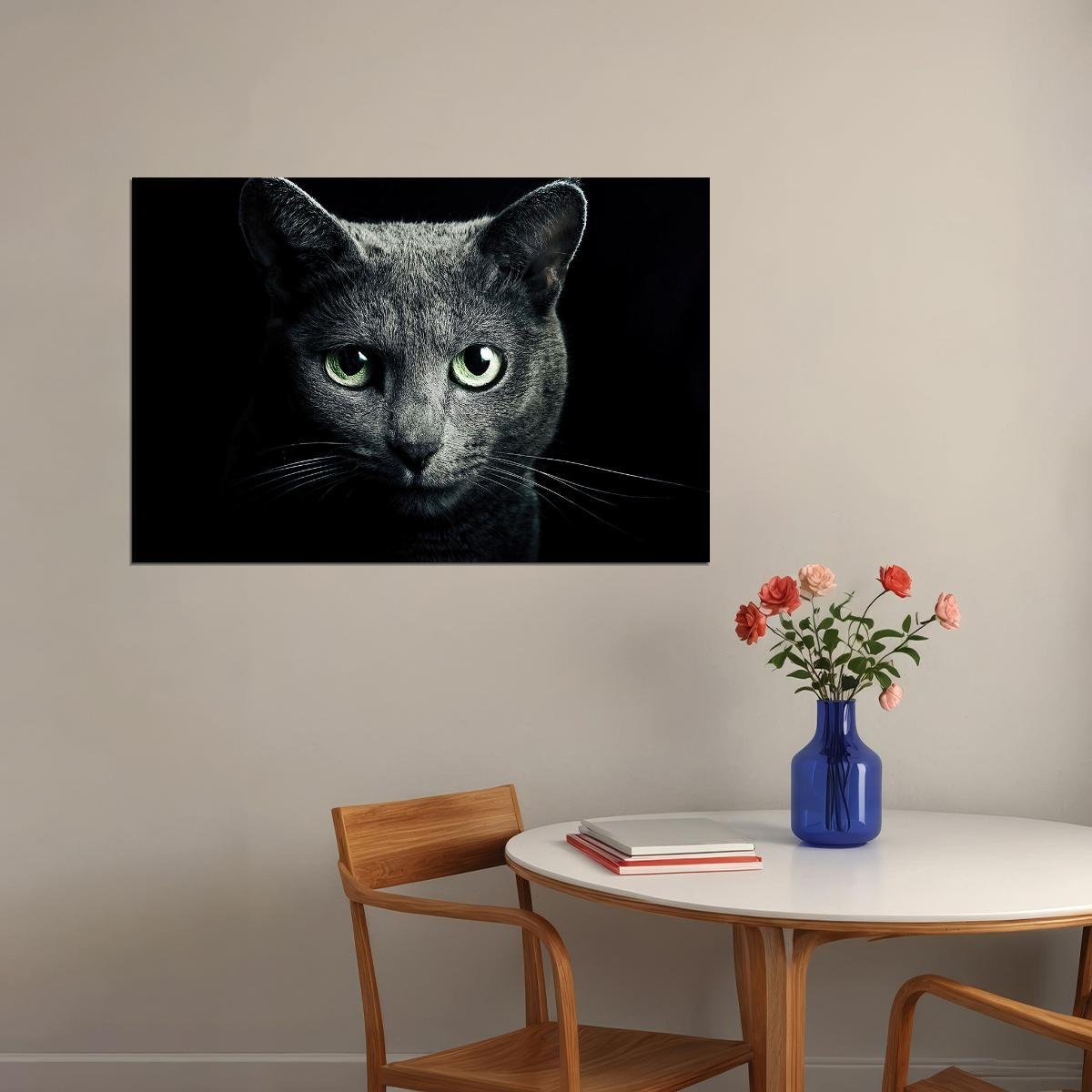 Cute Black Cat Looking At The Camera Animals Poster Wall Art Print Home Wall Decor - xonomax