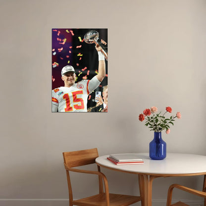 Patrick Mahomes Raises The Cup Kansas City Chiefs Football Poster Wall Art Print Home Wall Decor