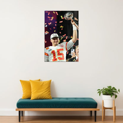 Patrick Mahomes Raises The Cup Kansas City Chiefs Football Poster Wall Art Print Home Wall Decor