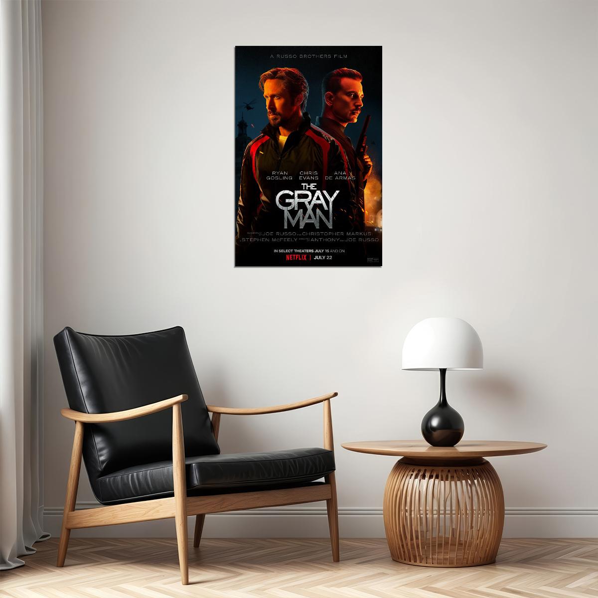 The Gray Man Action Thriller Movie Cinema Poster Wall Art Print Home Wall Decor - xonomax