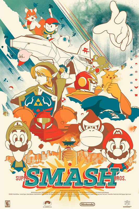 Super Smash Bros Melee Animation Adventure Poster Wall Art Print Home Wall Decor