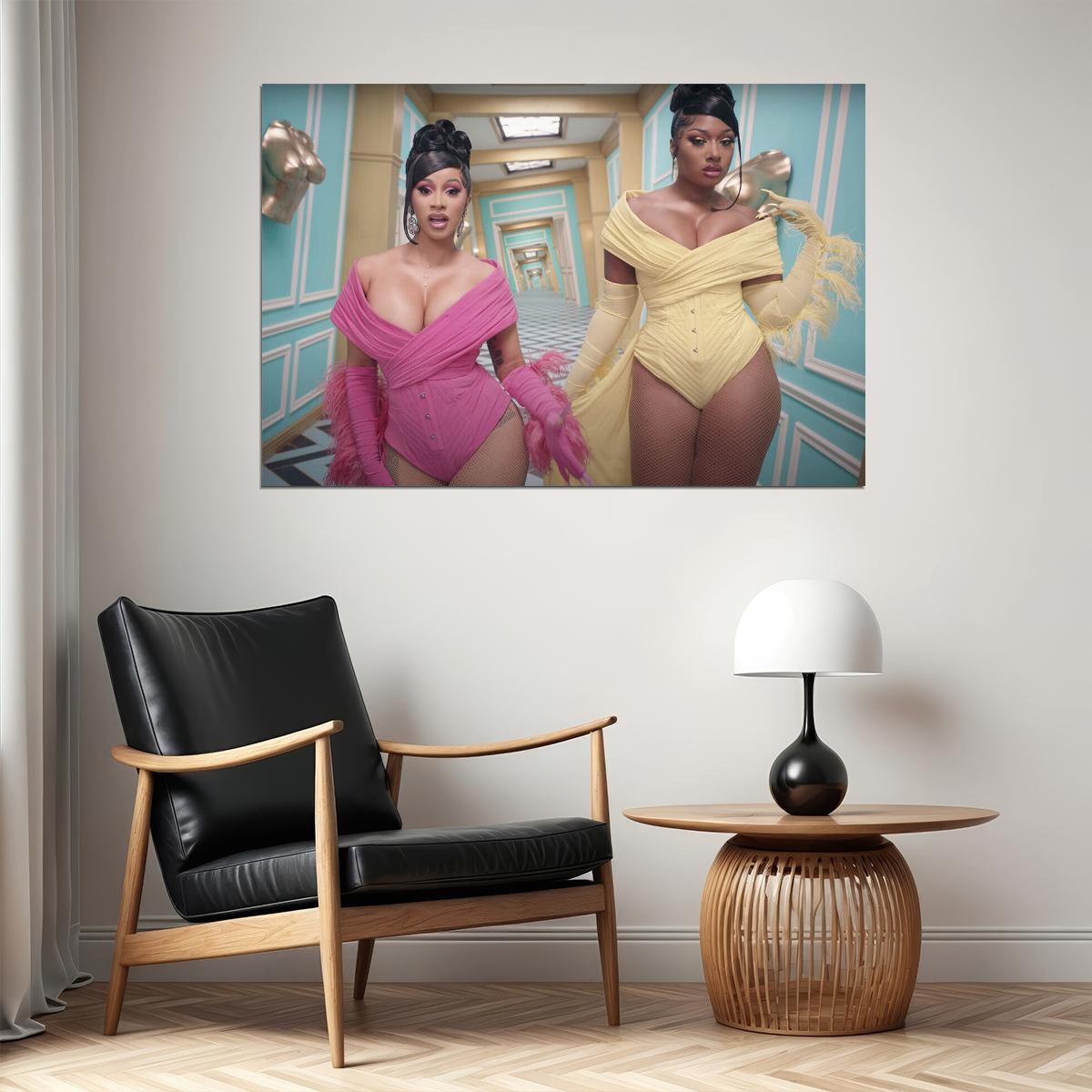 Cardi B And Megan Thee Stallion Rappers Singers Poster Wall Art Print Home Wall Decor - xonomax