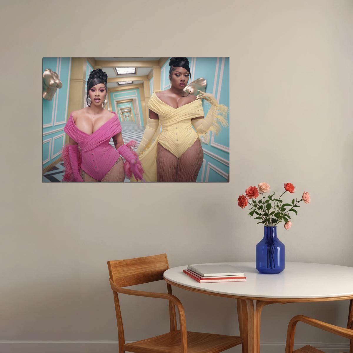 Cardi B And Megan Thee Stallion Rappers Singers Poster Wall Art Print Home Wall Decor - xonomax