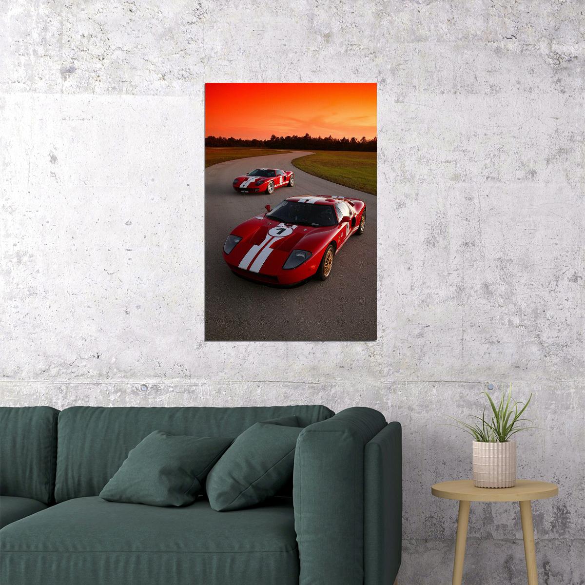 Gt Racing Poster Poster - Ford Gt Sports Car Luxury Car Racing Car Poster Wall Art Print ...