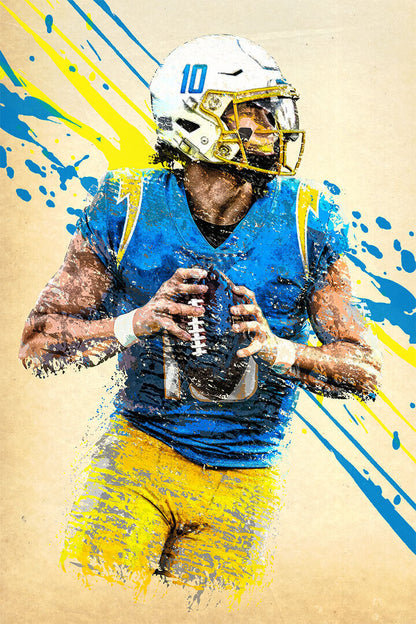 Los Angeles Chargers Justin Herbert American Footballer Poster Wall Art Print Home Wall Decor