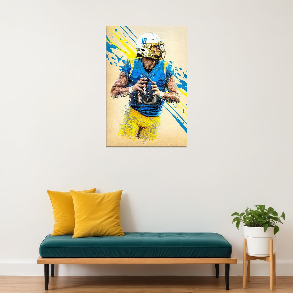 Los Angeles Chargers Justin Herbert American Footballer Poster Wall Art Print Home Wall Decor