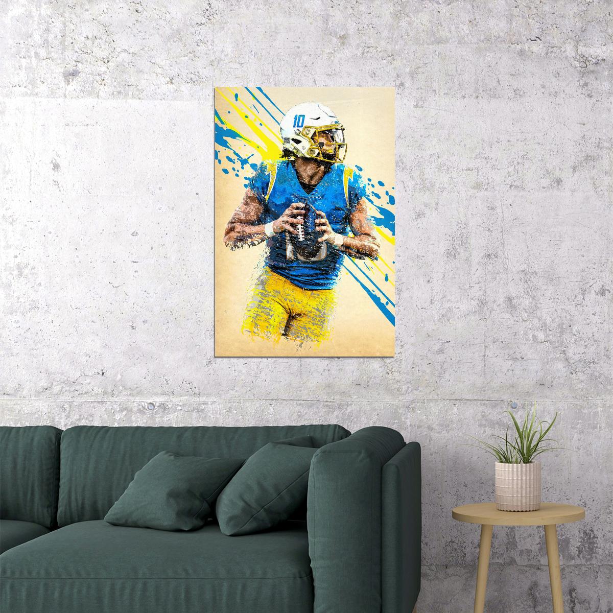 Los Angeles Chargers Justin Herbert American Footballer Poster Wall Art Print Home Wall Decor