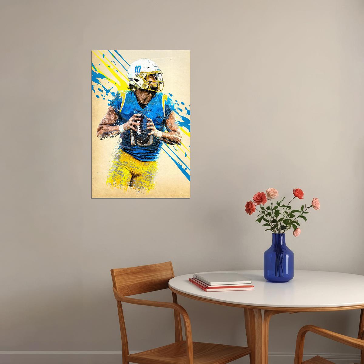 Los Angeles Chargers Justin Herbert American Footballer Poster Wall Art Print Home Wall Decor