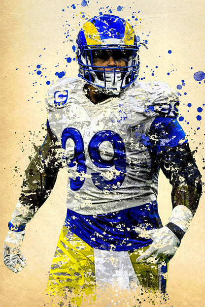 Los Angeles Rams Aaron Donald 99 American Football Player Poster Wall Art Print Home Wall Decor