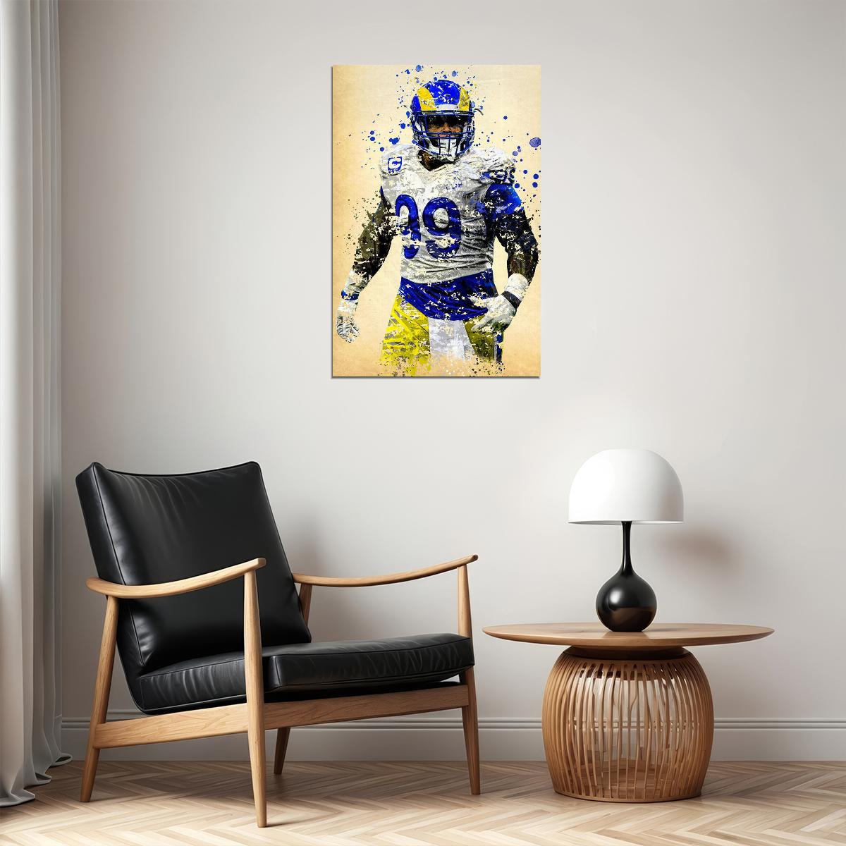 Los Angeles Rams Aaron Donald 99 American Football Player Poster Wall Art Print Home Wall Decor