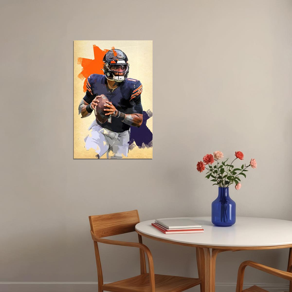 Chicago Bears Justin Fields American Football Player Sport Poster Wall Art Print Home Wall Decor