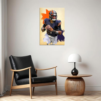 Chicago Bears Justin Fields American Football Player Sport Poster Wall Art Print Home Wall Decor