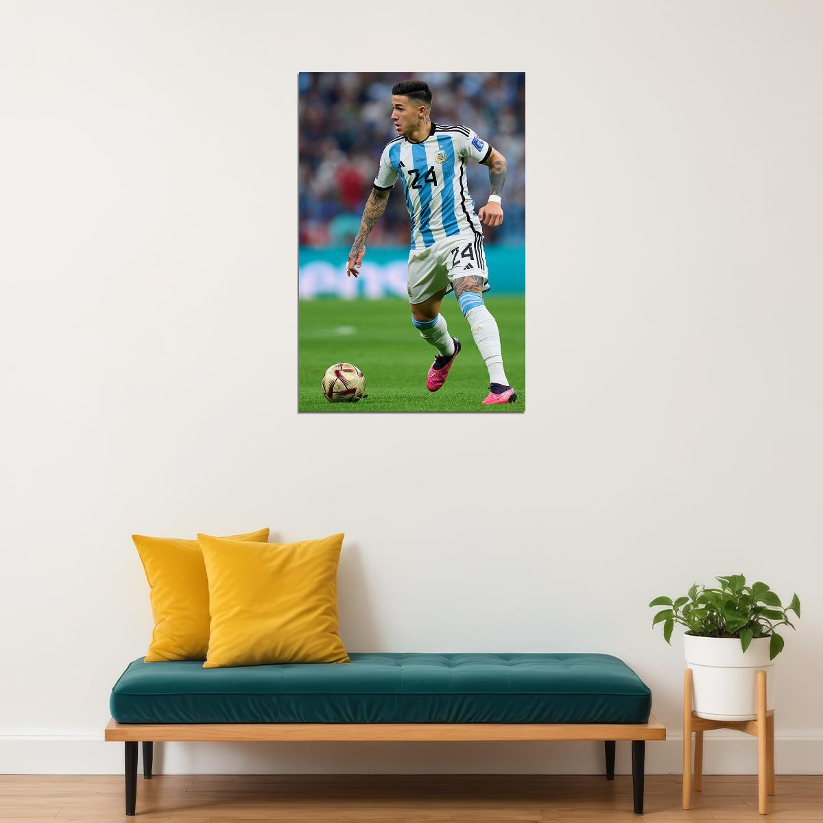 Enzo Fernandez Argentina National Team World Cup Poster Wall Art Print Home Wall Decor