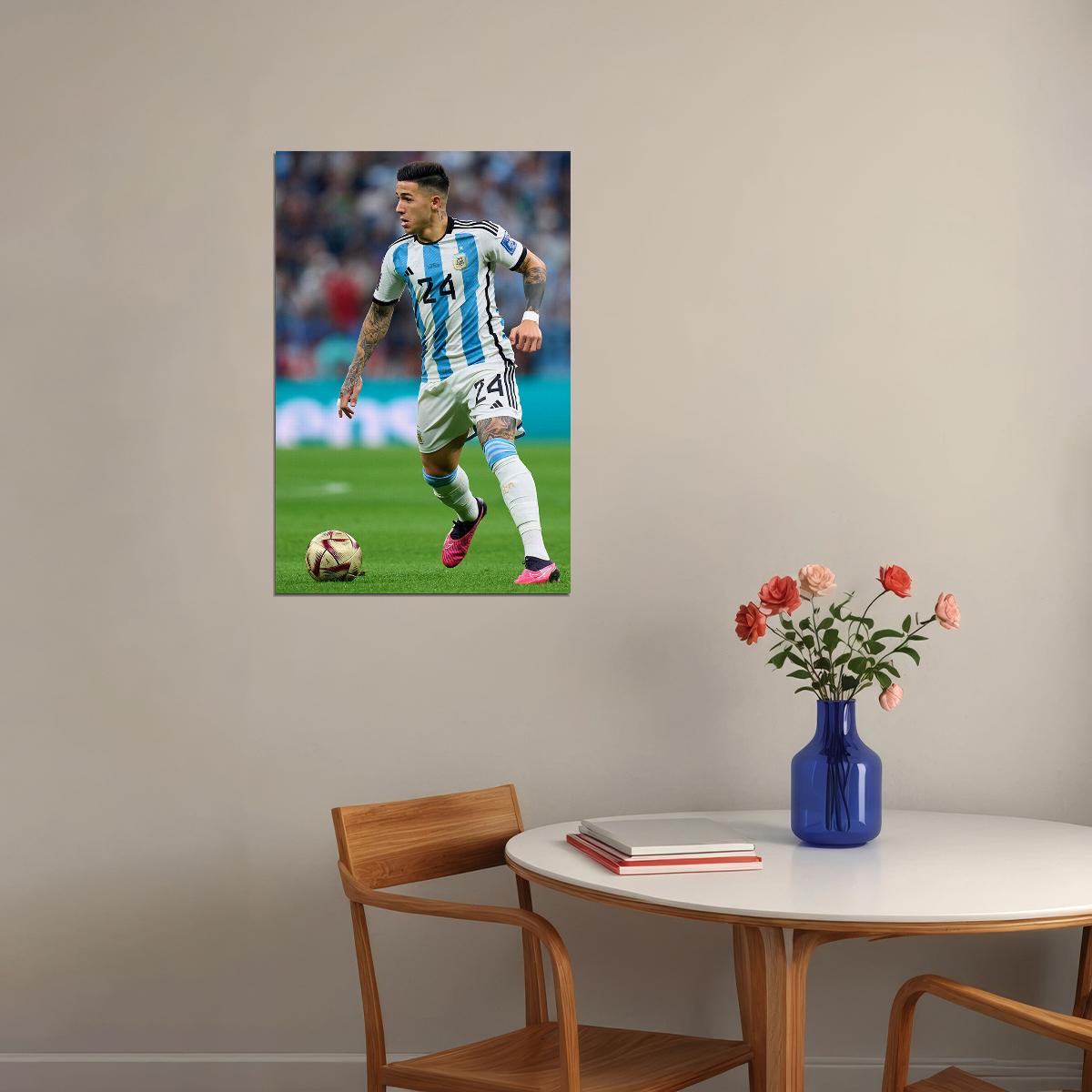 Enzo Fernandez Argentina National Team World Cup Poster Wall Art Print Home Wall Decor