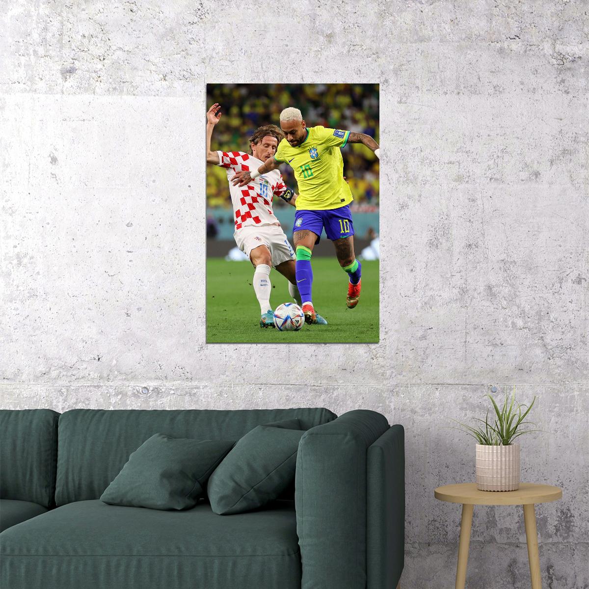 Neymar Luka Modric Brazil National Team World Cup Poster Wall Art Print Home Wall Decor