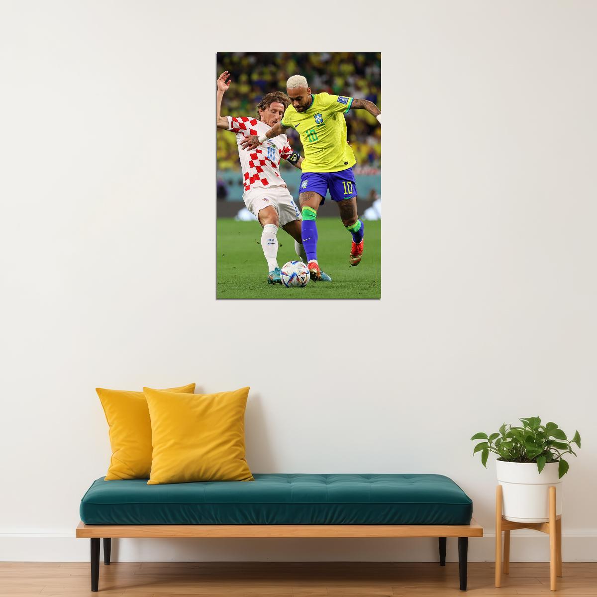 Neymar Luka Modric Brazil National Team World Cup Poster Wall Art Print Home Wall Decor