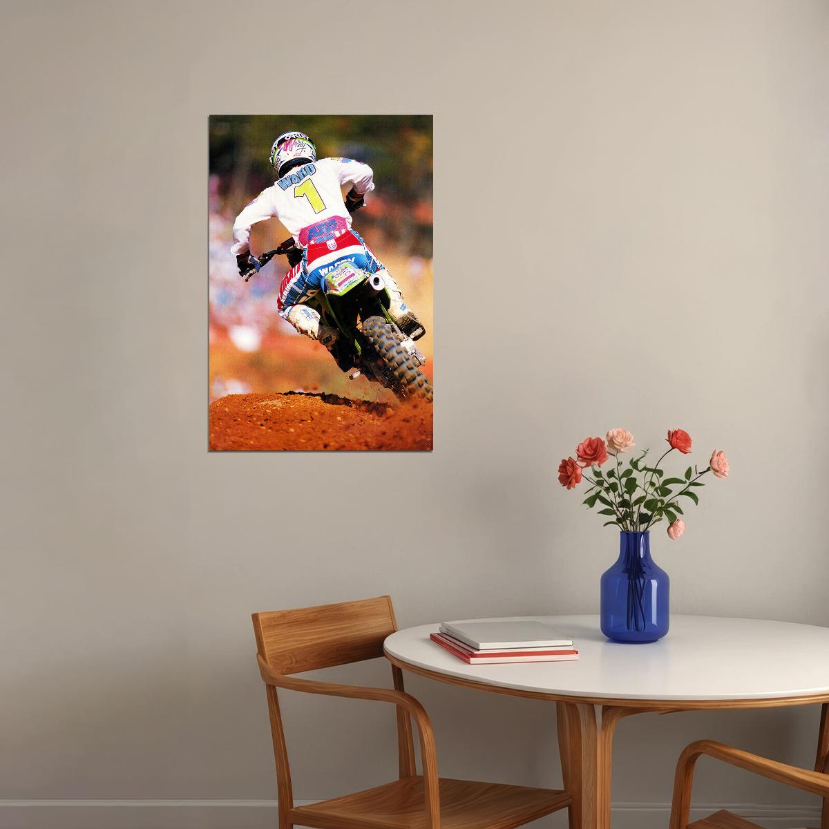 Jeff Ward Motorcycle Cross Country Driver Sports Poster Wall Art Print Home Wall Decor