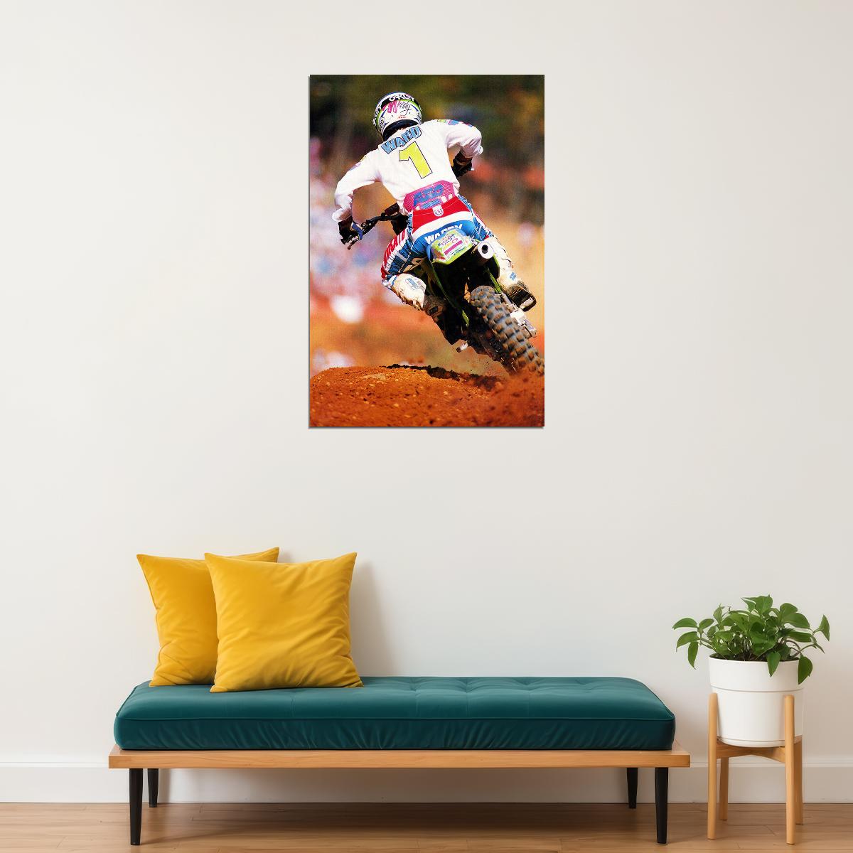 Jeff Ward Motorcycle Cross Country Driver Sports Poster Wall Art Print Home Wall Decor