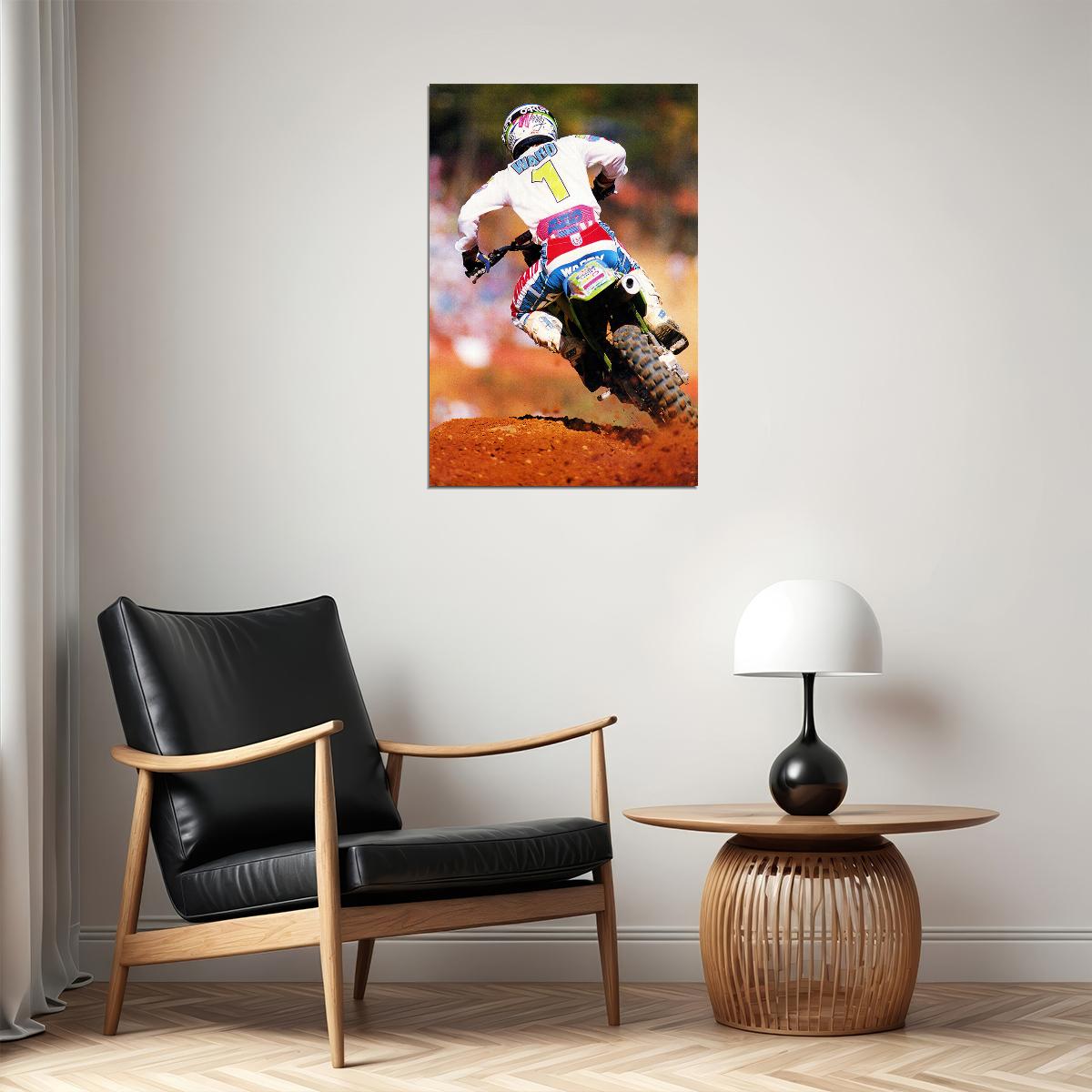 Jeff Ward Motorcycle Cross Country Driver Sports Poster Wall Art Print Home Wall Decor