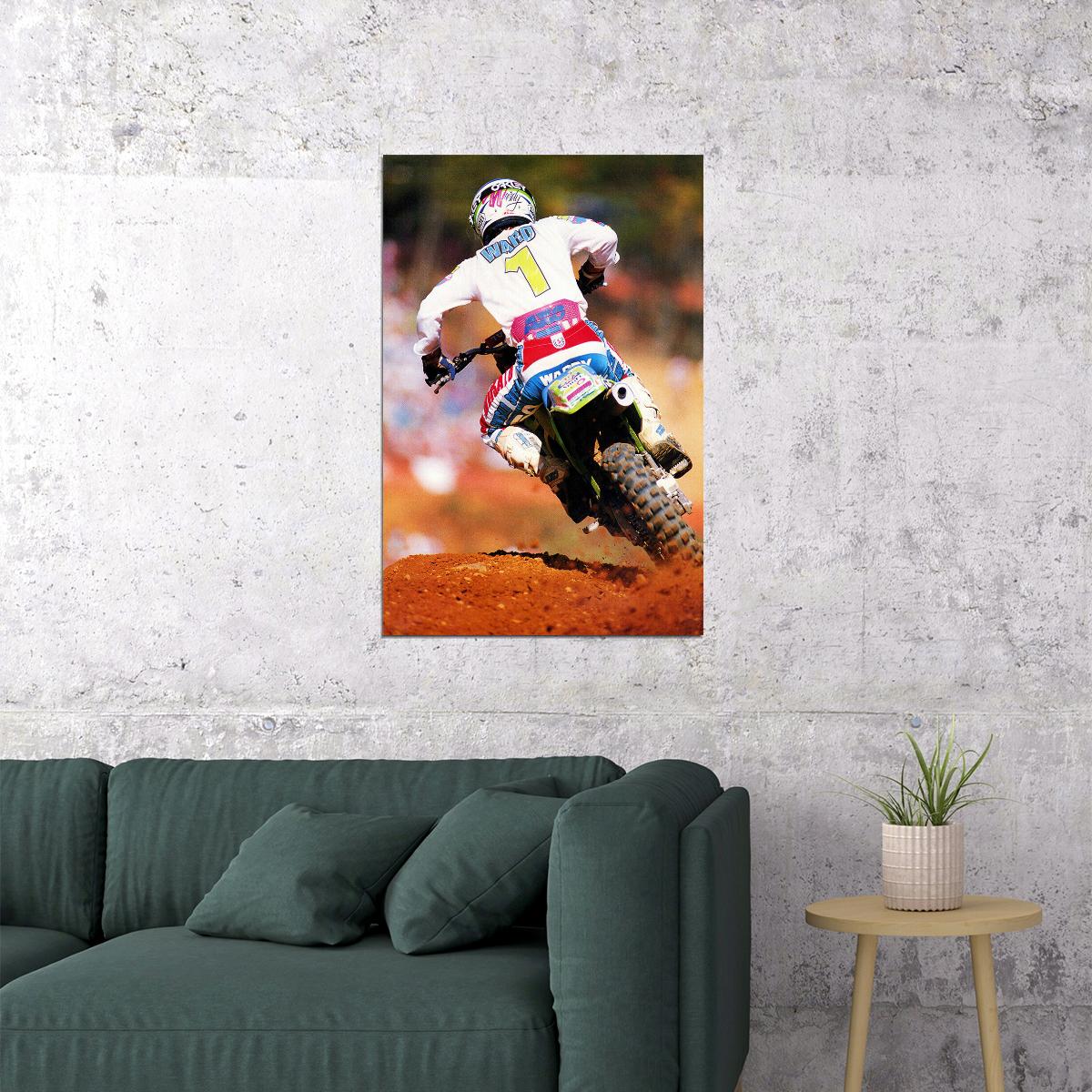 Jeff Ward Motorcycle Cross Country Driver Sports Poster Wall Art Print Home Wall Decor