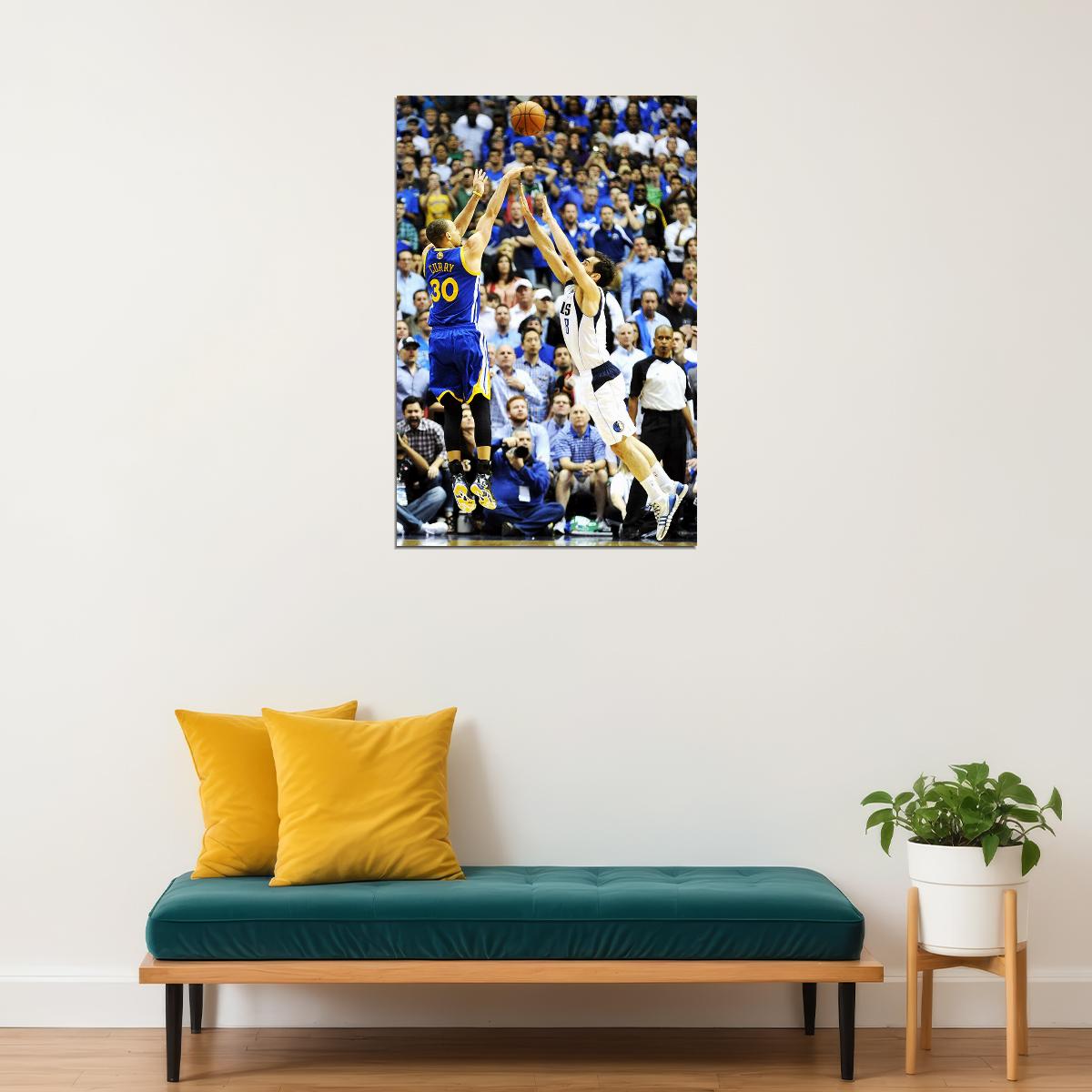 Steph Curry Game Winning Shot Basketball Poster Wall Art Print Home Wall Decor