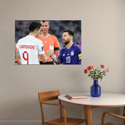 Lionel Messi Robert Lewandowski World Cup Poster Wall Art Print Home Wall Decor