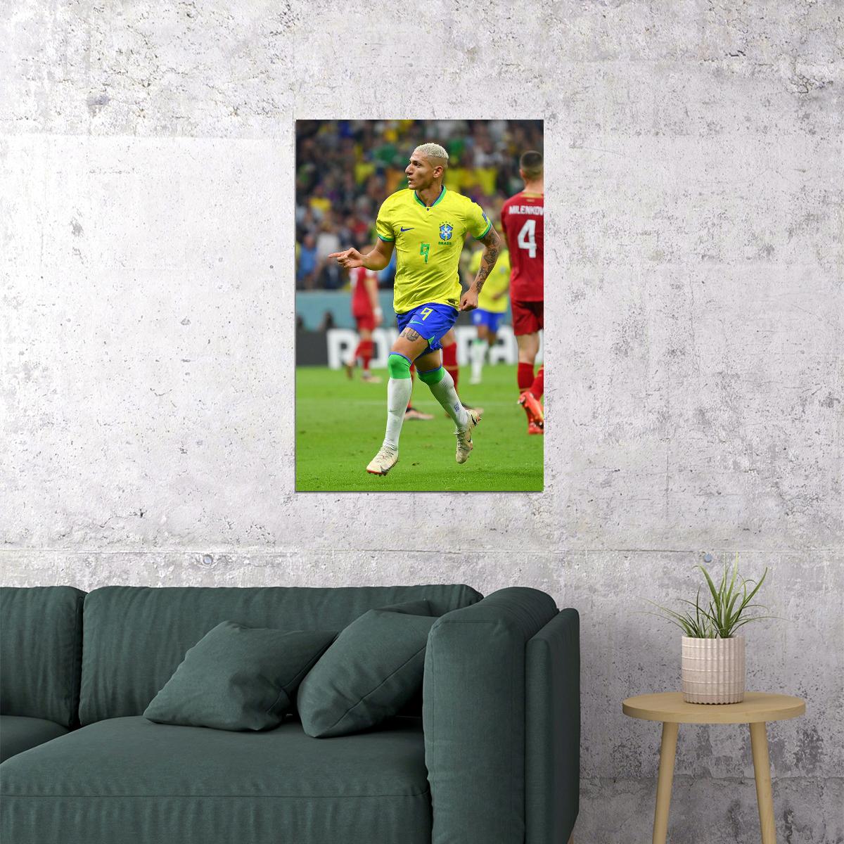 Richarlison Goal Celebration Brazil National Team Poster Wall Art Print Home Wall Decor