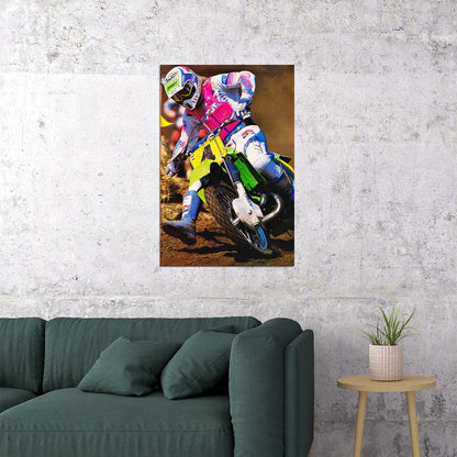 Ron Lechien Motorcycle Cross Country Racing Poster Wall Art Print Home Wall Decor