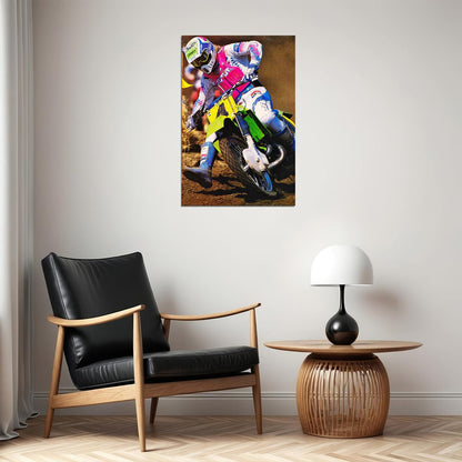 Ron Lechien Motorcycle Cross Country Racing Poster Wall Art Print Home Wall Decor