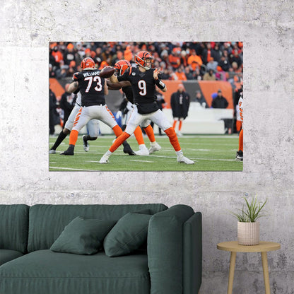 Cincinnati Bengals Joe Burrow 9 American Football Player Poster Wall Art Print Home Wall Decor