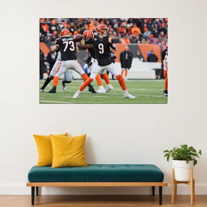 Cincinnati Bengals Joe Burrow 9 American Football Player Poster Wall Art Print Home Wall Decor