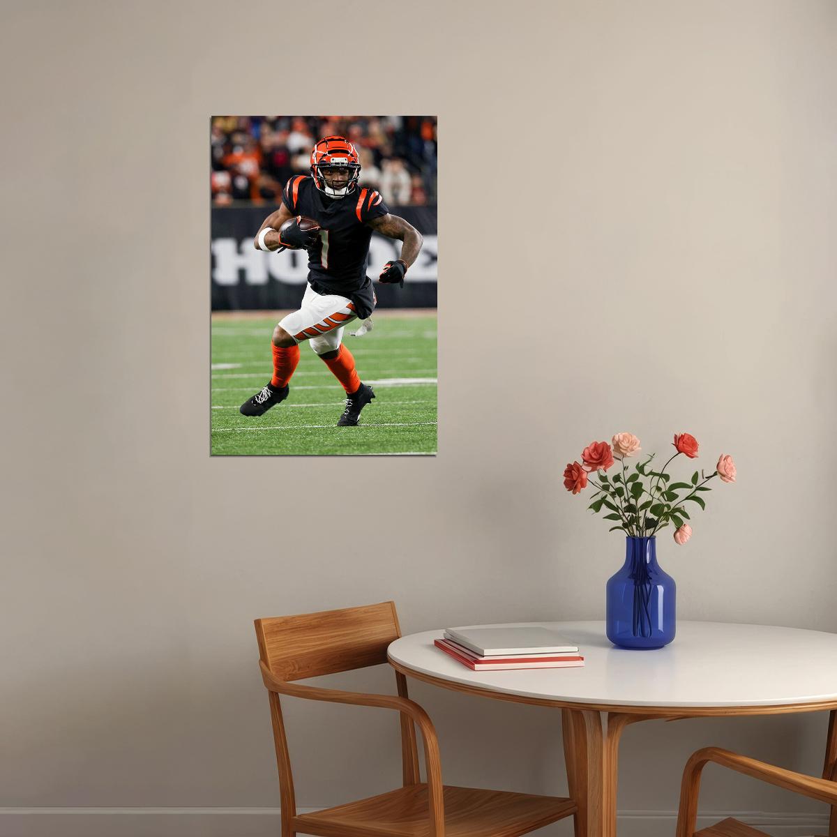 Cincinnati Bengals Ja'marr Chase Offensive Rookie Football Poster Wall Art Print Home Wall Decor