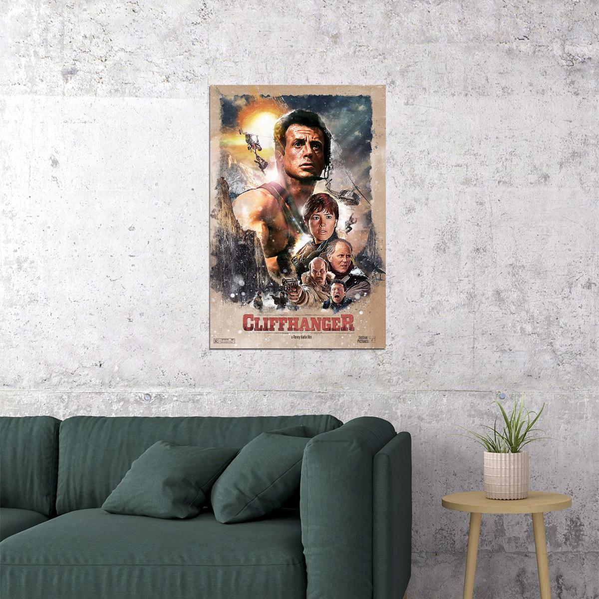 Cliffhanger Vintage Classic Action Movie Poster Wall Art Print Home Wall Decor