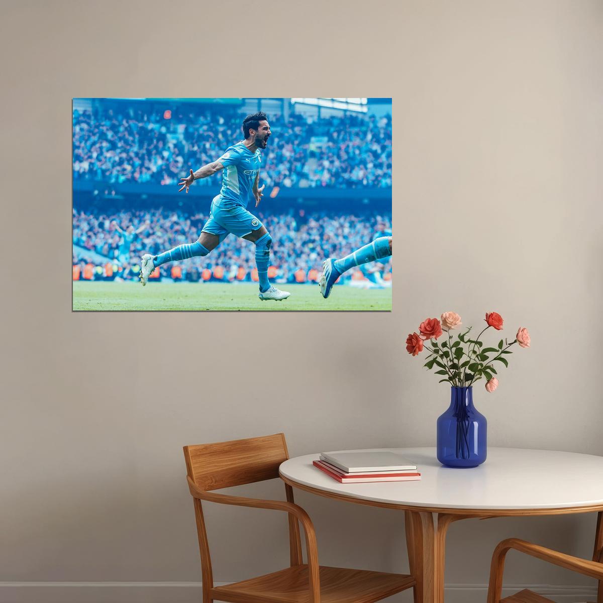 Ilkay Gundogan Manchester Team League Champions 2021/22 Poster Wall Art Print Home Wall Decor