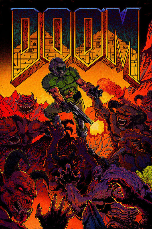 Doom Classic Video Game Adventure Role Playing Poster Wall Art Print Home Wall Decor