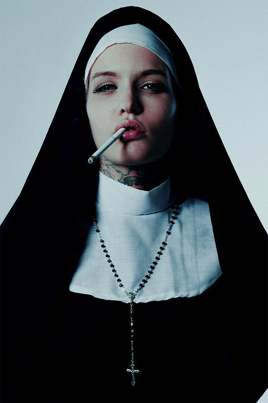 Black And White Rebellious Nuns Smoking Poster Wall Art Print Home Wall Decor - xonomax