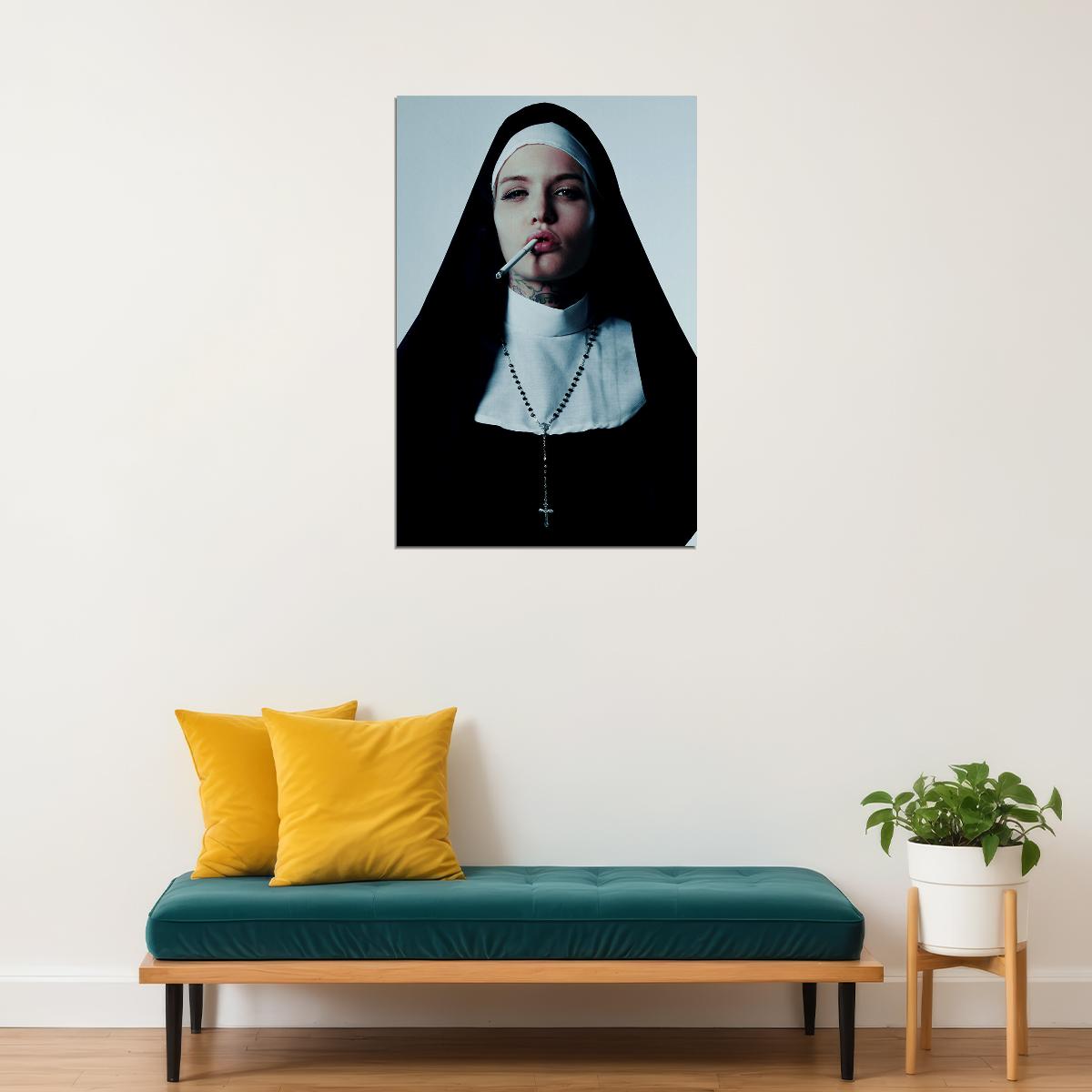 Black And White Rebellious Nuns Smoking Poster Wall Art Print Home Wall Decor - xonomax